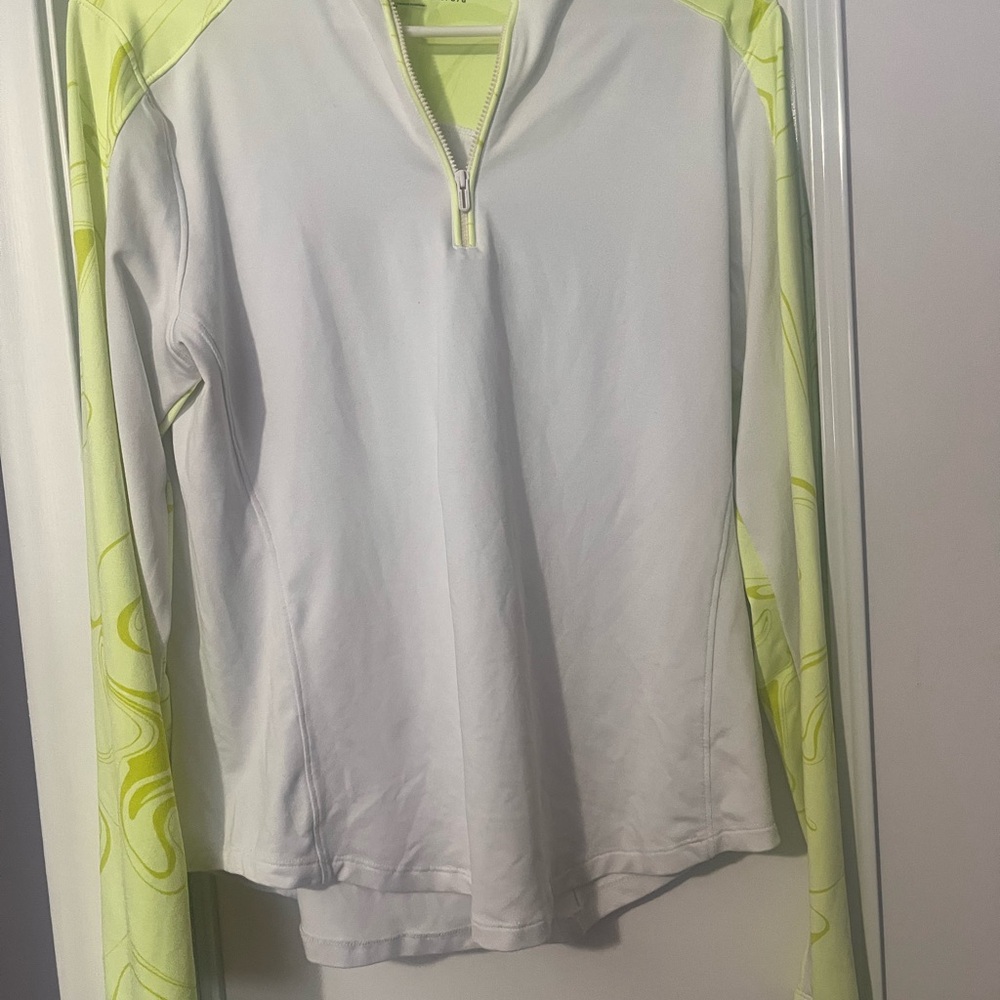 Under Armour White and Yellow Half-Zip Pullover